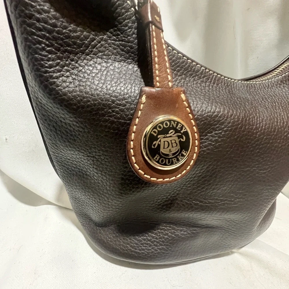 Vintage Dooney & Bourke Dark Brown Leather Hobo Bag